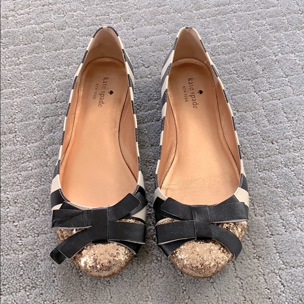 Kate Spade sparkle and stripe flats